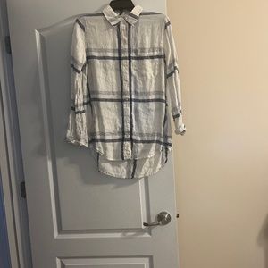 Blue and white linen tunic